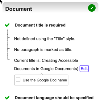 Grackle Docs Document heading options. Two main features are Document title, and Document language. 