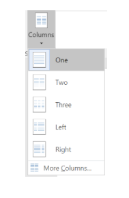 columns tool in layout tab