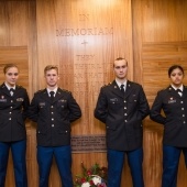 Cadets standing by the War Memorial Wall