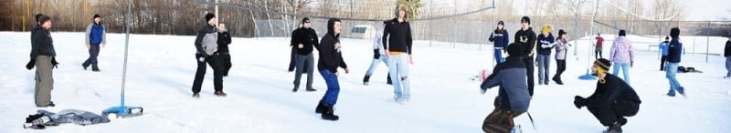 Students playing during winter carnival.