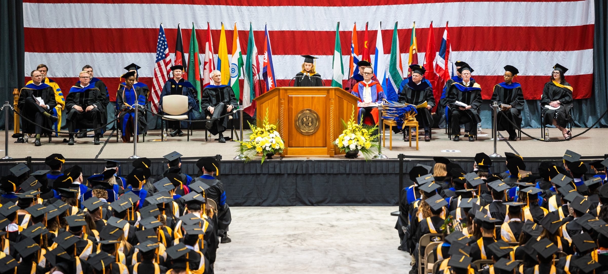 Graduate and PhD candidates at commencement