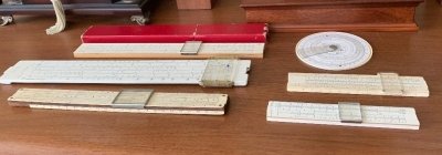 Collection of slide rules.