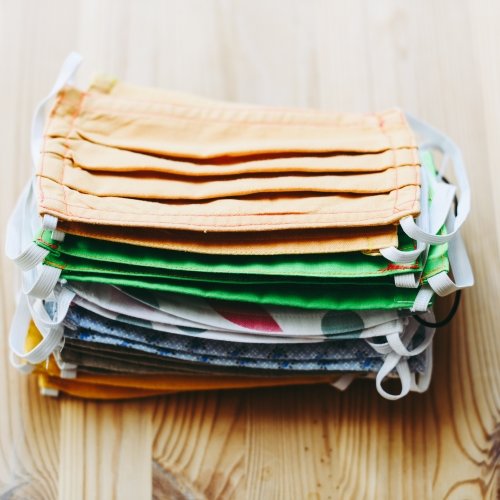 A stack of cloth face masks