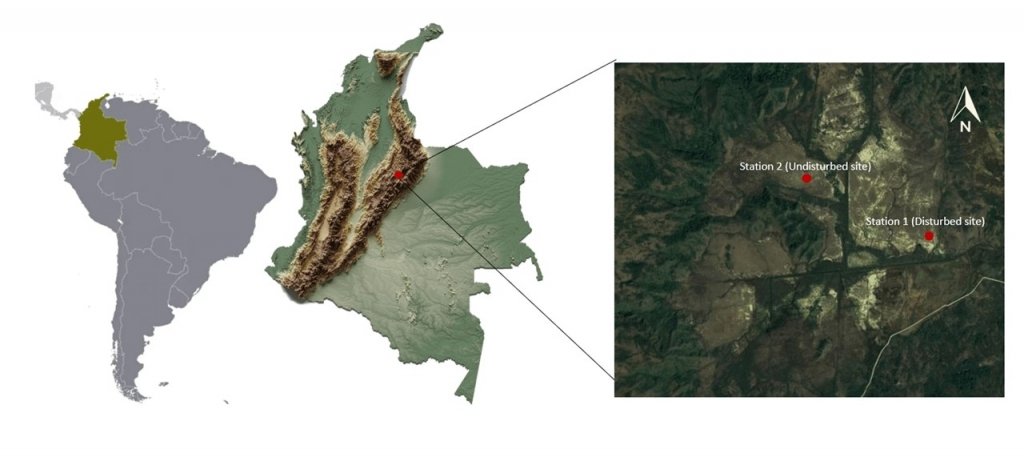 Map showing Vista Hermosa Ecological Reserve, near Bogota, Columbia