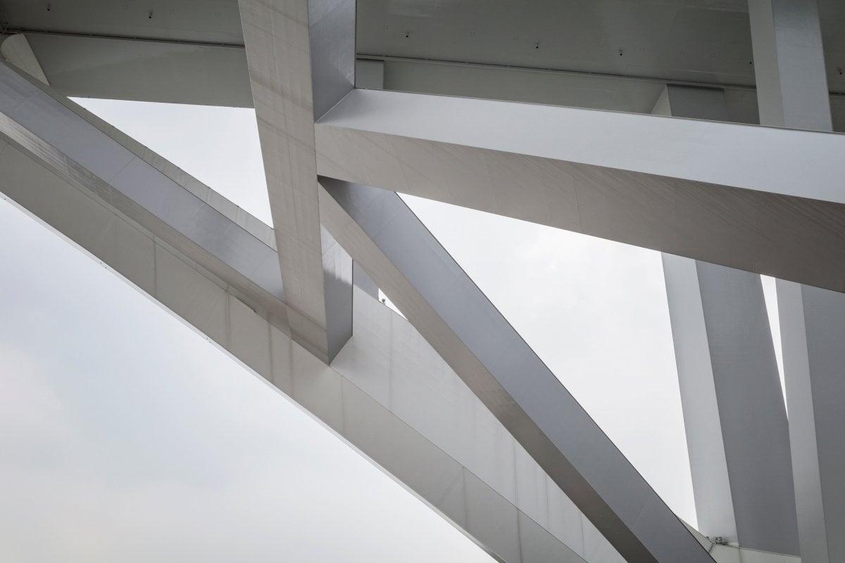 Close up of steel beams of some structure.