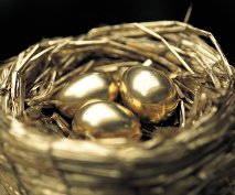 Golden eggs in a gold nest