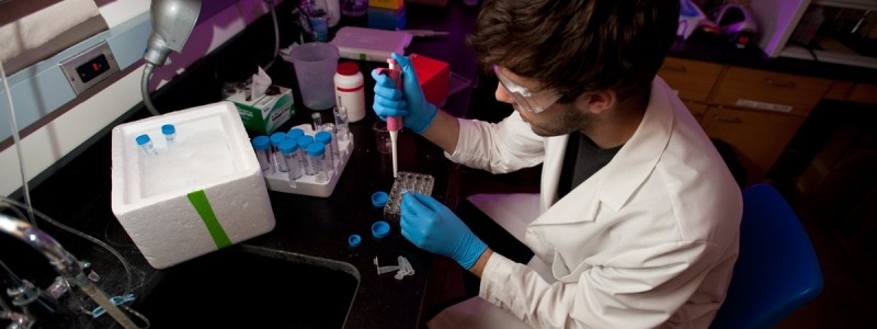 Student working in a lab