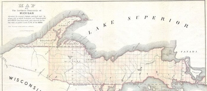 1849 land survey map of the Upper Peninsula