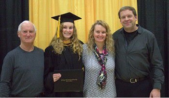 Alyssa Smith (second from left) pictured with her parents and gradfather--all Tech grads.