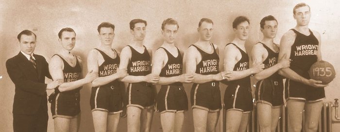 Paul Young (center) with his 1935 Wright Hargreaves Mining Company basketball team. Young was the first of four generations to attend Tech.