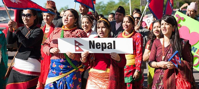 The Nepal representatives in the Parade of Nations.