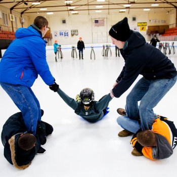 Students ice bowling.