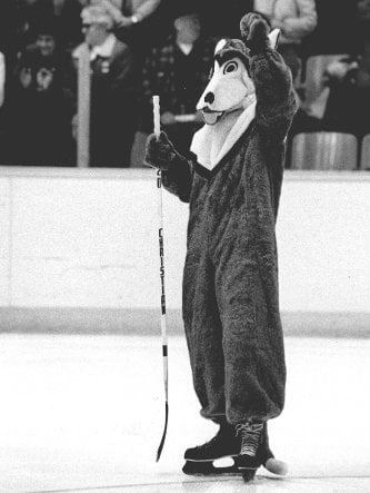 Photo of Michigan Tech's mascot from the 1980s