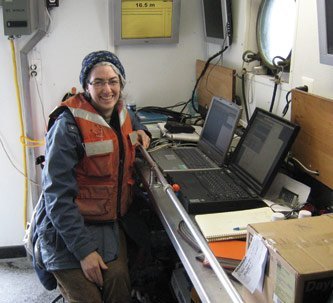 Sarah Green Chemistry Professor Sarah Green crunches numbers aboard the R/V Laurentian, which tows a