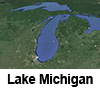 Satellite view of Lake Michigan.