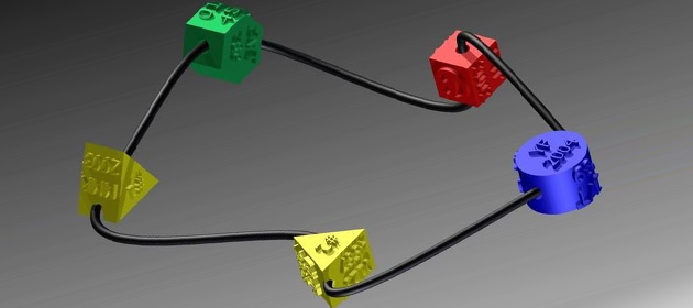 Illustration of 3D printed beads with vaccination records imprinted on the beads