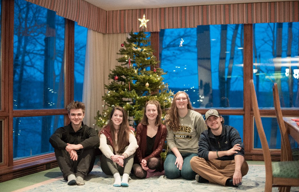 It wasn't easy to coordinate schedules, but Cooper Minehart, Rose Turner, Hannah McKinnon, Mina Kukuk, and Thomas Richter found a rare half-hour to gather for a holiday photo.