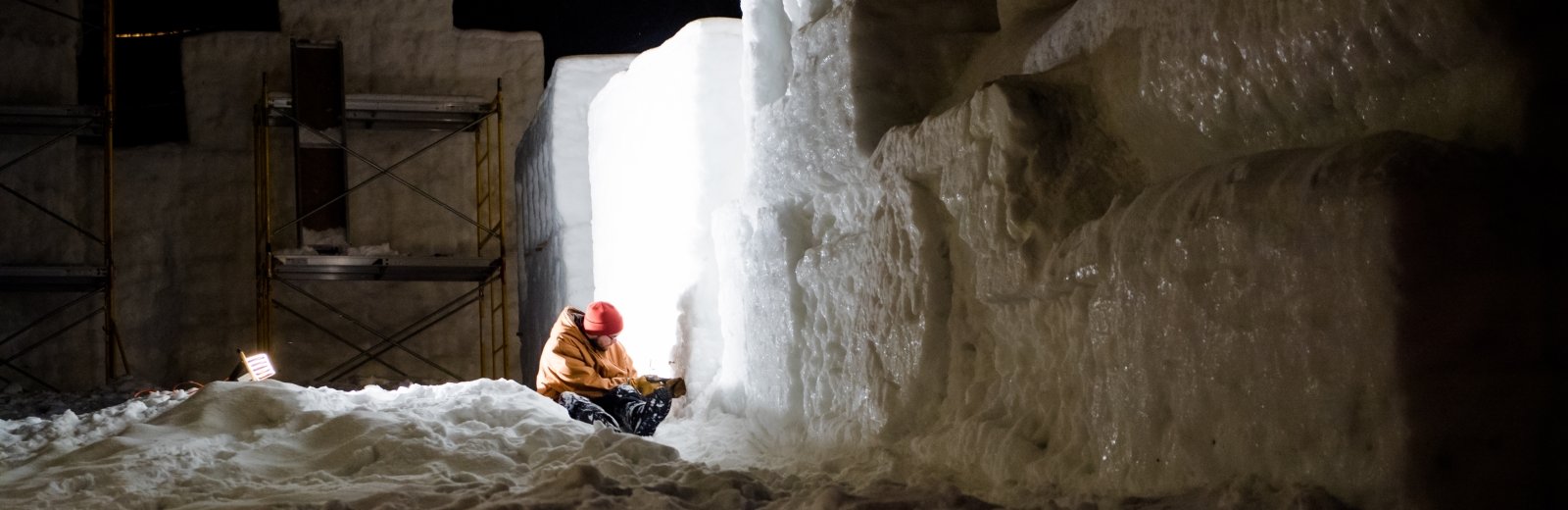 The Winter Carnival all-nighter is legendary at Michigan Tech—it's the final push to sculpt, chisel, iron, and mold the snow statues to perfection.