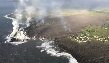 Kapoho Bay in Hawaii filled with lava.