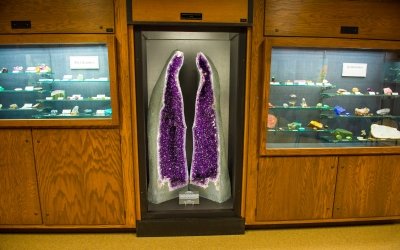 amethyst and other precious gems sparkle at the mineral museum.