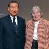 Chang K. Park with his former professor, Gladys Dawson, whom he credits for helping him earn an A in intro to chemistry at Michigan Tech.