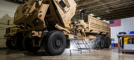 For the VIPK project, Michigan Tech is partnering with Oshkosh Defense, the original equipment manufacturer of the tactical vehicles used in the project, including the Family of Medium Tactical Vehicles (FMTV) platform, like these FMTV A2s.