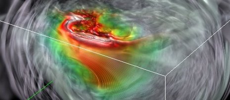 Visualization of the amplitude field from a simulation of the 1994 Northridge (CA) earthquake