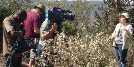Kenya Research PhD student Alex Guth on camera for National Geographic in Kenya.