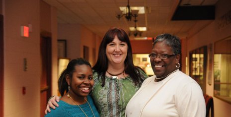Tech's Patricia Helsel (center) with Paige Gibson, left, and Marilyn McCormick, right, from Cass Technical High School.