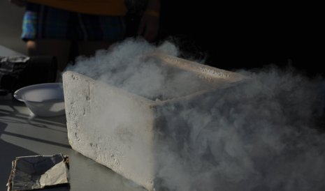 Making liquid nitrogen ice cream.