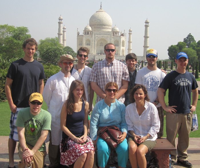 MEEM Senior Design at Taj Mahal At the Taj Mahal are (top row, left to right) Eric Sturos, Brett Hamlin, Jordan Marlor, Wilbur Winkle, Scott Cartwright, Michael Nienhaus, Cody Thompson, (bottom row) Bryan Plunger, Nicole Swegle, Sheryl Sorby and Tammy Haut Donahue.