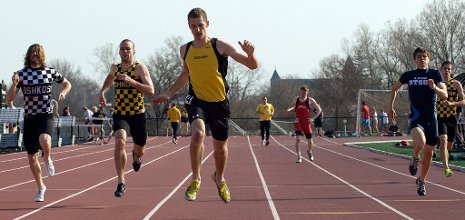 Nathan Saliga runs the 400-meter dash.