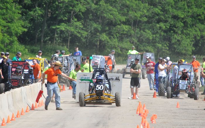 driver Nate Koetsier during the 2012 SAE Baja Wisconsin Sled Pull.