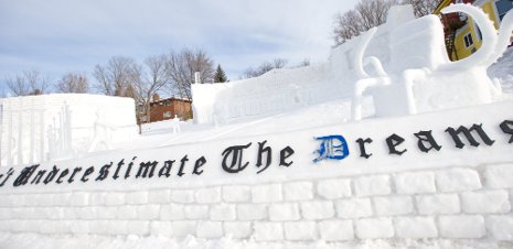 Phi Kappa Tau's first-place Statue: "Don't Underestimate The Dreams of Detroit."