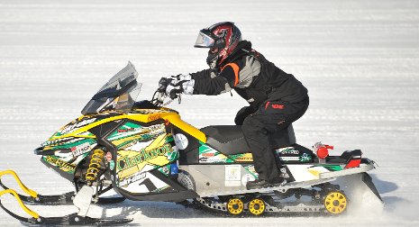 Clarkson University's four-stroke Ski-Doo won the internal combustion category of the 2012 SAE Clean Snowmobile Challenge.
