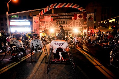 Members of the Achilles Freedom Team of Wounded Veterans at the start of the 2011 Detroit Marathon. Steve Fecht photo