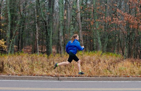 Michigan Tech's Breanna Cornell in training on Sharon Avenue for her run across Botswana's Kalahari Desert