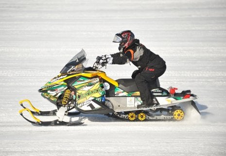 Clarkson University's four-stroke Ski-Doo won the internal combustion category of the 2012 SAE Clean Snowmobile Challenge.