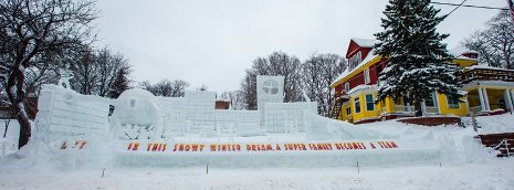 Winter Carnival Snow Statues Phi Kappa Tau's winning entry in the month-long fraternity division.