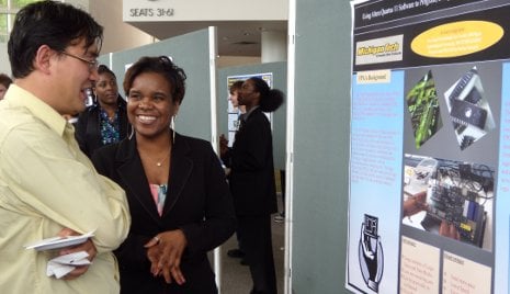 MICUP/MI-LSAMP MICUP/MI-LSAMP participant Pauline Samuels explains her research findings at the end of the program.