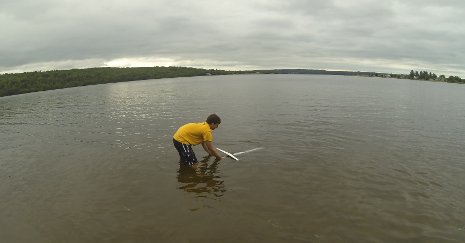 Brian Page conducts Summer Undergraduate Research Fellowship research with his autonomous underwater glider. 