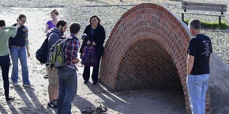 Class investigates a mine shaft. Near C-L-K School, Number 3 Calumet shaft.