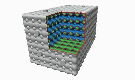 Cutaway of a computer-modeled conformable natural gas tank under development by REL Inc.