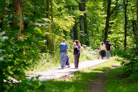 Alumni and their families enjoy a nature walk during Alumni Reunion 2013. Sarah Bird photo