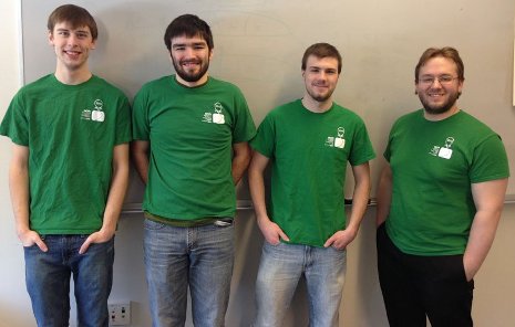 Tech team (left to right): Eric Rinkus, Ryan McNamara, Tom Holmes and Jason Hiebel, coach.