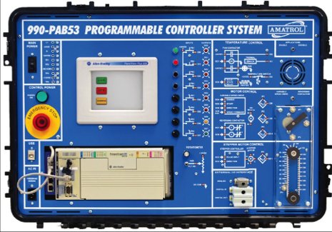 A programmable logic controller (PLC) training system.