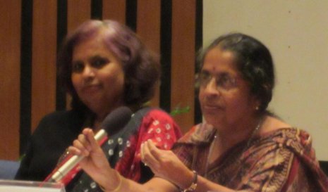 Pushpalatha Murthy (left) and Rohini Godbole at a STEM professional women's workshop in Bangalore.