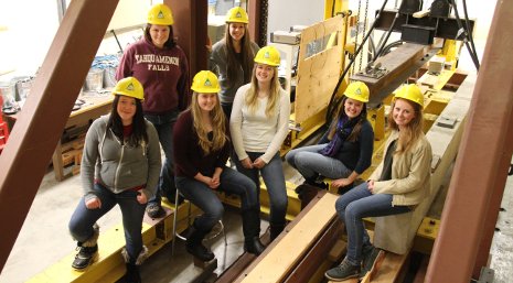 Kiewit Seminar Michigan Tech engineering undergraduates who participated in the Kiewit Women's Construction Leadership Seminar. From the left: Erika Harris, Natalie Parker, Rachelle Wiegand, Lauren Krueger, Emily Blaney, Erin Richie and Autumn Storteboom.