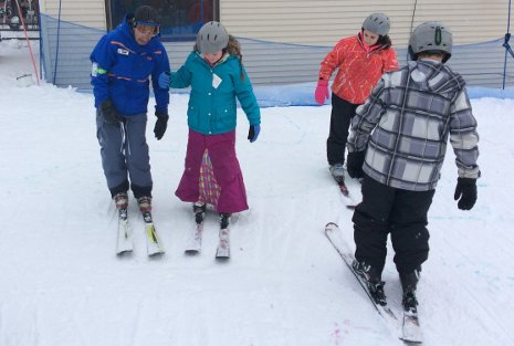 Learning to ski Children from the Keweenaw Bay Ojibwa Community College Youth STEM Academy learn to ski on Mont Ripley.