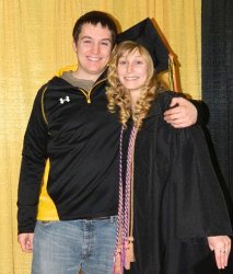 Smith Siblings From left, Kealy and Alyssa Smith pose at Alyssa's graduation with a graduate degree from Michigan Tech. Healy who is also a Tech alumni, The siblings are the fourth generation in their family to attend Michigan Tech.